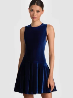 Alice and Olivia MINI*ADLEY VELVET MINI DRESS MAGIC GARDEN GRADIENT