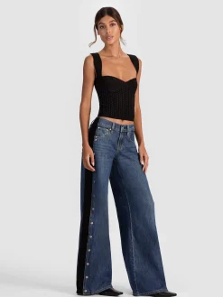 Alice and Olivia CROP TOPS*ADRIANNA KNIT CORSET BLACK