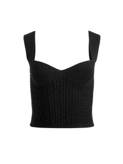 Alice and Olivia CROP TOPS*ADRIANNA KNIT CORSET BLACK