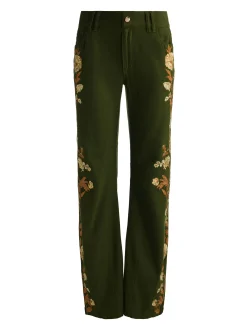 Alice and Olivia ANDREW PANT|JADE MESH BUTTON DOWN*AKERS EMBROIDERED PANT MIDNIGHT BLUE