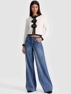 Alice and Olivia CARDIGANS*AKIRA BOW CARDIGAN GREY MINERAL