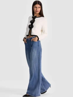 Alice and Olivia CARDIGANS*AKIRA BOW CARDIGAN GREY MINERAL