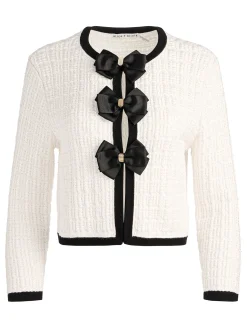 Alice and Olivia CARDIGANS*AKIRA BOW CARDIGAN GREY MINERAL