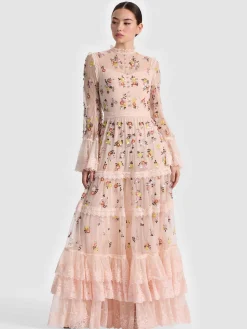 Alice and Olivia MAXI*ALLEGRA EMBELLISHED LACE MAXI GOWN
