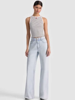 Alice and Olivia TANKS*ALLEN EMBROIDERED TANK TOP BROOKLYN BLUE