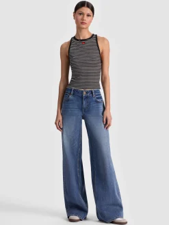 Alice and Olivia TANKS*ALLEN EMBROIDERED TANK TOP GREY MINERAL