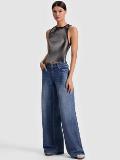 Alice and Olivia TANKS*ALLEN EMBROIDERED TANK TOP GREY MINERAL