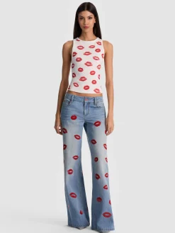 Alice and Olivia TANKS*ALLEN TANK TOP OFF WHITE/BLACK STRIPE