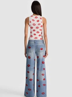 Alice and Olivia TANKS*ALLEN TANK TOP OFF WHITE/BLACK STRIPE