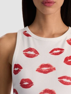 Alice and Olivia TANKS*ALLEN TANK TOP OFF WHITE/BLACK STRIPE