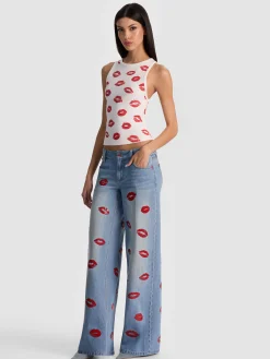 Alice and Olivia TANKS*ALLEN TANK TOP OFF WHITE/BLACK STRIPE