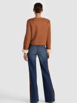 Alice and Olivia JACKETS*ALMA VEGAN SUEDE TEDDY JACKET BLACK