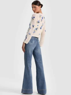 Alice and Olivia CARDIGANS*ANDERSON CROCHET CARDIGAN BUTTER/ECRU