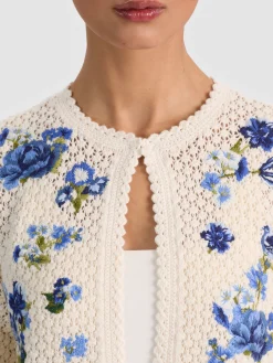 Alice and Olivia CARDIGANS*ANDERSON CROCHET CARDIGAN BUTTER/ECRU