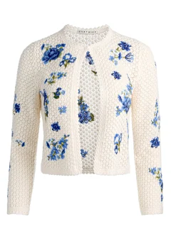 Alice and Olivia CARDIGANS*ANDERSON CROCHET CARDIGAN BUTTER/ECRU