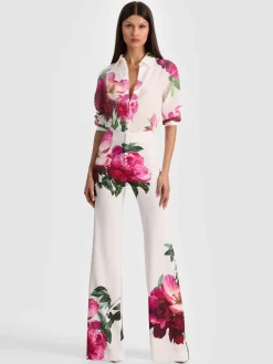 Alice and Olivia ANDREW PANT|JADE MESH BUTTON DOWN*ANDREW PANT CAROLINA BLUE