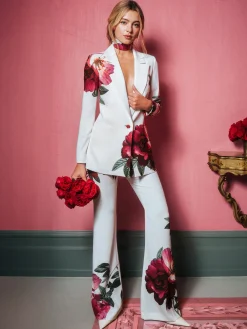 Alice and Olivia ANDREW PANT|JADE MESH BUTTON DOWN*ANDREW PANT CAROLINA BLUE