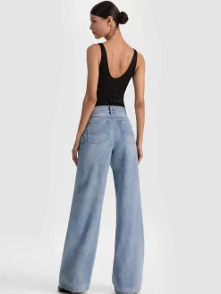 Alice and Olivia BODYSUITS*ANNIKA LACE BODYSUIT DARLA LIGHT INDIGO