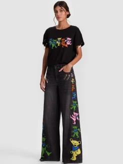Alice and Olivia JEANS*A+O X GRATEFUL DEAD AMAZING JEAN OFF WHITE