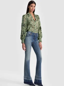 Alice and Olivia BLOUSES*ARLETTE BLOUSE MYSTIC GARDEN SAGE