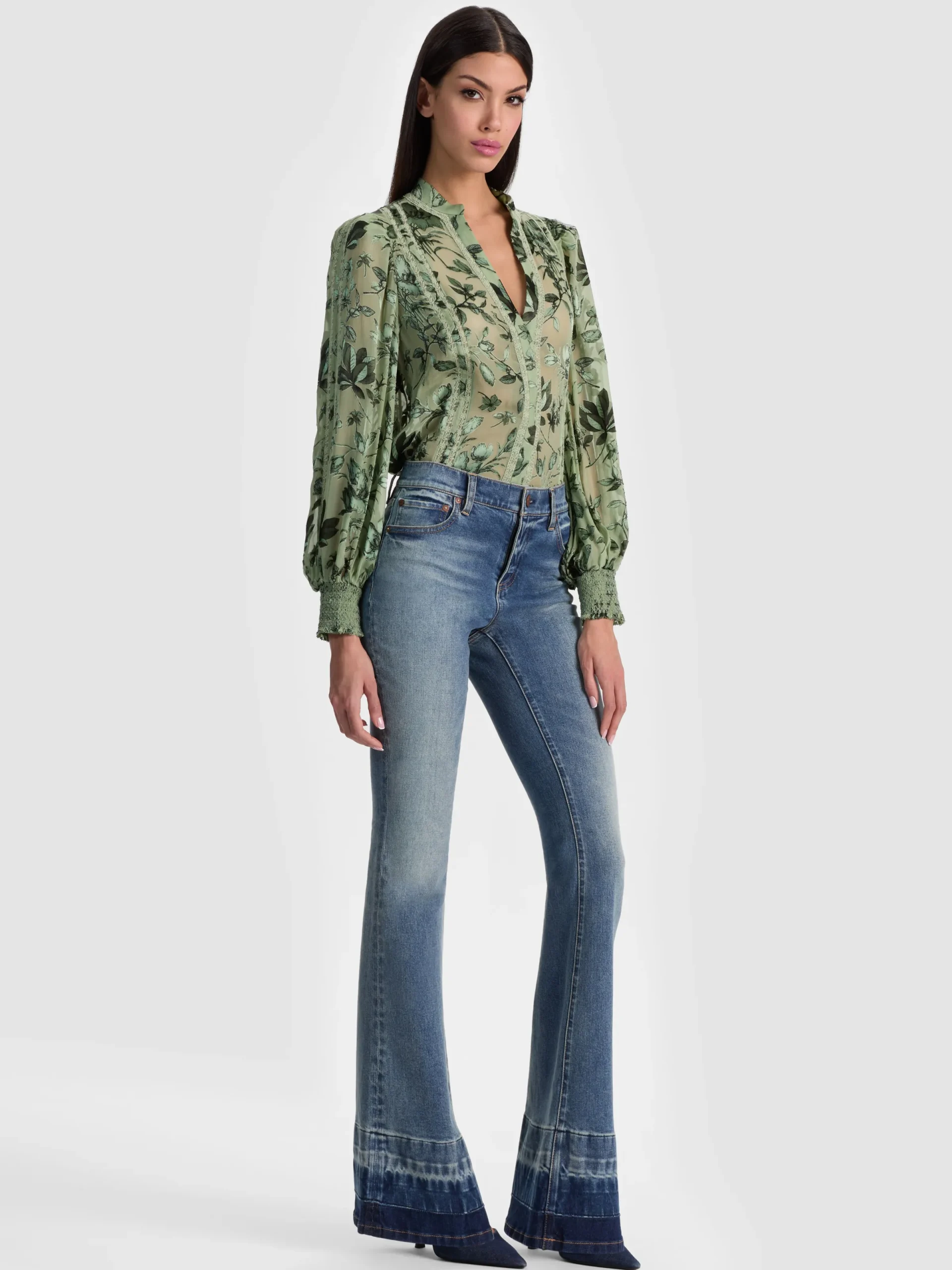 Alice and Olivia BLOUSES*ARLETTE BLOUSE MYSTIC GARDEN SAGE