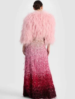 Alice and Olivia MAXI*ASHTON FEATHERED SKIRT BLACK