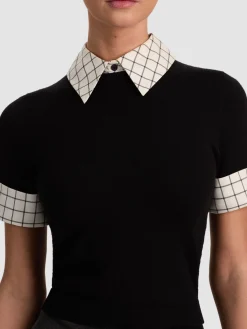 Alice and Olivia PULLOVERS*ASTER COLLARED PULLOVER SOFT WHITE