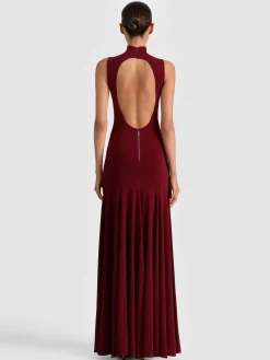 Alice and Olivia MAXI*AUGUSTA OPEN BACK MAXI DRESS OXBLOOD