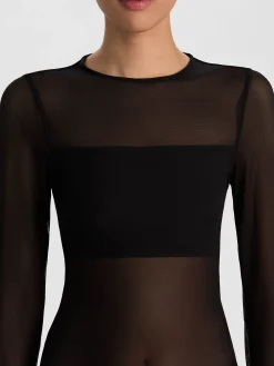 Alice and Olivia BODYSUITS*BANDEAU LONG SLEEVE BODYSUIT OFF WHITE