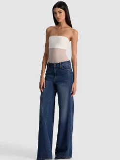 Alice and Olivia BODYSUITS*BANDEAU STRAPLESS BODYSUIT BLACK