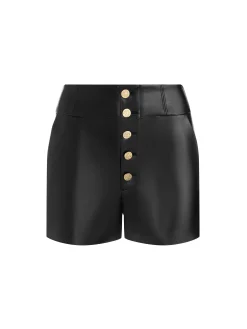Alice and Olivia SHORTS*BAYLOR VEGAN CORSET SHORT BLACK