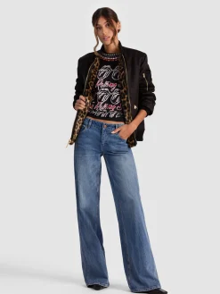 Alice and Olivia ANDREW PANT|JADE MESH BUTTON DOWN*BECKY REVERSIBLE FAUX FUR BOMBER JACKET ECRU