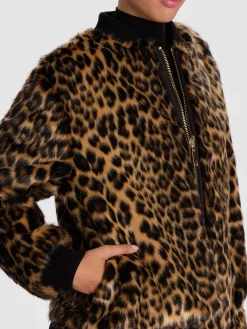 Alice and Olivia ANDREW PANT|JADE MESH BUTTON DOWN*BECKY REVERSIBLE FAUX FUR BOMBER JACKET ECRU