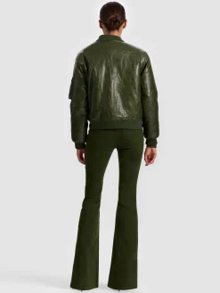 Alice and Olivia VEGAN*BECKY REVERSIBLE FAUX FUR BOMBER JACKET ECRU