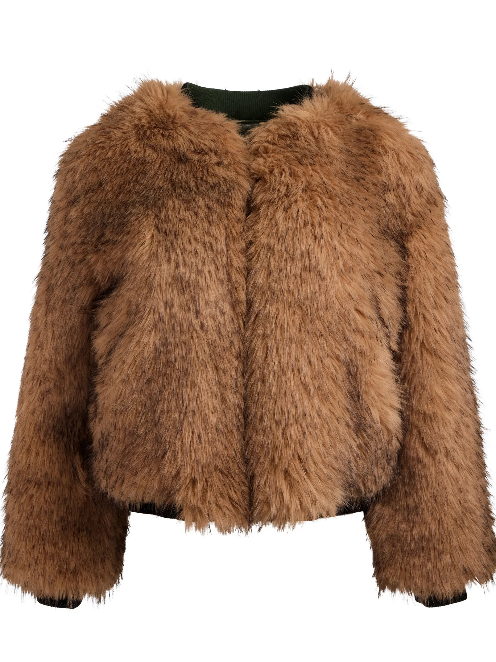 Alice and Olivia VEGAN*BECKY REVERSIBLE FAUX FUR BOMBER JACKET ECRU