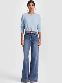 Alice and Olivia PULLOVERS*BERNETTA CROPPED CASHMERE PULLOVER BUTTER/ECRU