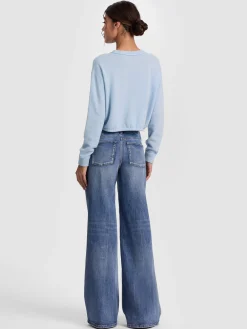 Alice and Olivia PULLOVERS*BERNETTA CROPPED CASHMERE PULLOVER BUTTER/ECRU