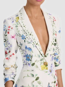 Alice and Olivia BLAZERS*BREANN PRINTED BLAZER BUTTER