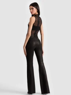 Alice and Olivia LEATHER AND SUEDE*BRENT LEATHER BELL PANT