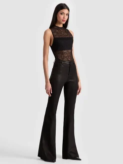 Alice and Olivia LEATHER AND SUEDE*BRENT LEATHER BELL PANT