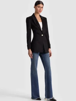 Alice and Olivia BLAZERS*BURNS FITTED BLAZER MIDNIGHT BLUE/BLACK