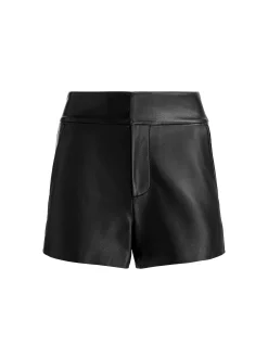 Alice and Olivia SHORTS*CADY LEATHER SHORT WHITE