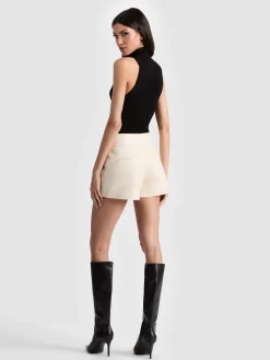 Alice and Olivia SHORTS*CADY LEATHER SHORT BLACK