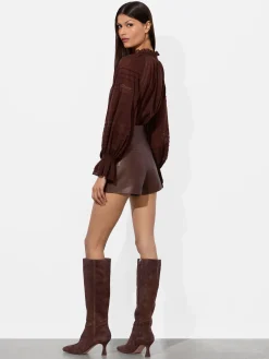 Alice and Olivia SHORTS*CADY LEATHER SHORT BLACK