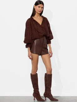 Alice and Olivia SHORTS*CADY LEATHER SHORT BLACK