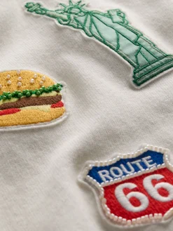 Alice and Olivia PULLOVERS*CAROLANN AMERICANA SHRUNKEN PULLOVER GREY MINERAL