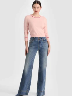 Alice and Olivia PULLOVERS*CAROLANN CASHMERE PULLOVER GREY MINERAL