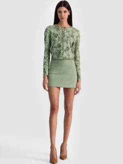 Alice and Olivia CARDIGANS*CARSON PRINTED CARDIGAN DARK CHOCOLATE