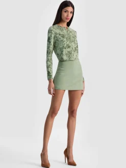 Alice and Olivia CARDIGANS*CARSON PRINTED CARDIGAN DARK CHOCOLATE