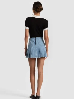 Alice and Olivia MINI*CARTER DENIM SKIRT SOFT WHITE